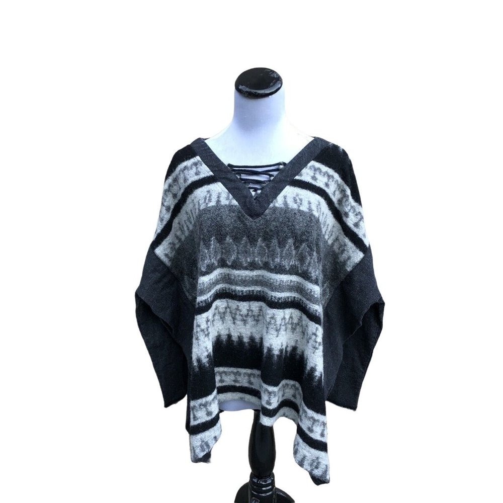 Vintage Havana Wool Blend Poncho Oversize Top Size Medium Western Look Womens